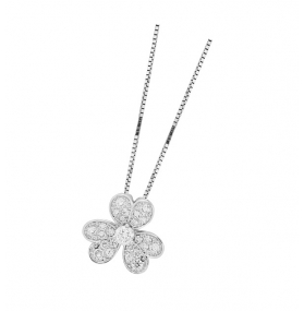 Dây chuyền kim cương mặt hãng Vancleef&Arpels hoa 3 cánh